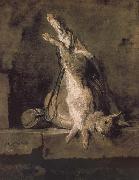 Jean Baptiste Simeon Chardin Hare hunting bags and powder extinguishers oil
